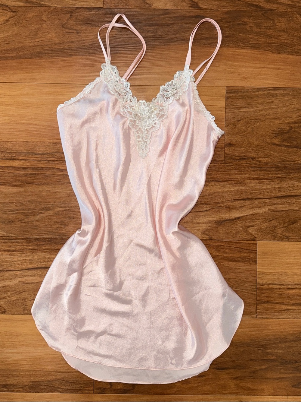 Vintage Dentelle baby doll pink lace beaded sequin mini slip dress
